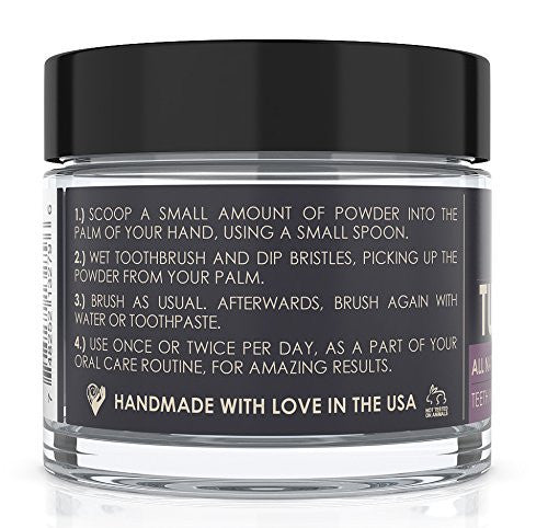 All Natural Charcoal Teeth Whitening, 'Tuxedo' Tooth and Gum Powder. Coconut Activated Charcoal and Bentonite Clay Formula. Use Like A Whitening Toothpaste -  - ravn