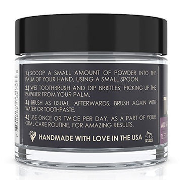 All Natural Charcoal Teeth Whitening, 'Tuxedo' Tooth and Gum Powder. Coconut Activated Charcoal and Bentonite Clay Formula. Use Like A Whitening Toothpaste -  - ravn