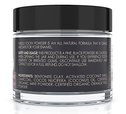 All Natural Charcoal Teeth Whitening, 'Tuxedo' Tooth and Gum Powder. Coconut Activated Charcoal and Bentonite Clay Formula. Use Like A Whitening Toothpaste -  - ravn