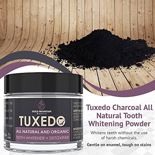 All Natural Charcoal Teeth Whitening, 'Tuxedo' Tooth and Gum Powder. Coconut Activated Charcoal and Bentonite Clay Formula. Use Like A Whitening Toothpaste -  - ravn