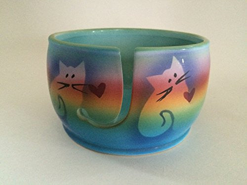 Kitty Cat Yarn Bowl by Award-Winning Artist Judith Stiles. Handcrafted Pottery Knitting Bowl, Handmade From Durable Pottery. Gift for Knitters, Cat Lovers and Animal Lovers. Made in the USA. -  - ravn (1)