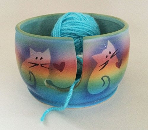Kitty Cat Yarn Bowl by Award-Winning Artist Judith Stiles. Handcrafted Pottery Knitting Bowl, Handmade From Durable Pottery. Gift for Knitters, Cat Lovers and Animal Lovers. Made in the USA. -  - ravn