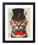 Mr. Catsanova Gentleman Cat Vintage Upcycled Dictionary Art Print - 8x10 inches -  - ravn