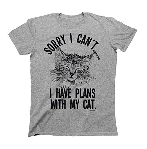 Sorry I cant..I Have Plans With My Cat Mens & Ladies Unisex Fit Slogan T-Shirt Medium -  - ravn (1)