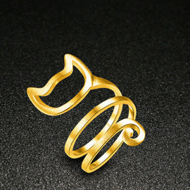 Adjustable Cat Ring - in Silver, Gold, Black - Ring - ravn