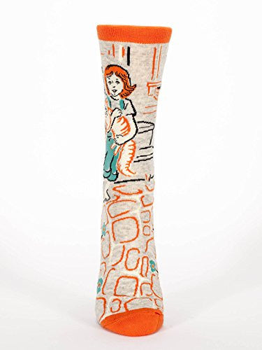 Blue Q Socks, Women's Crew, My Cat is Cool As F--k -  - ravn