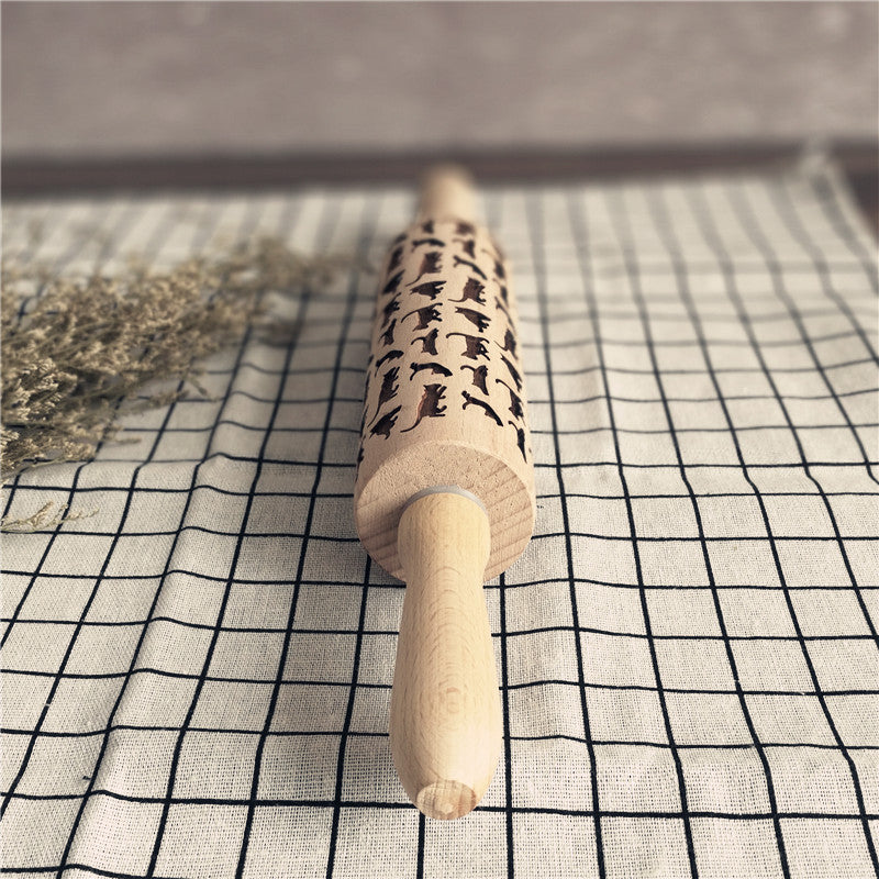 Cat Pattern Wooden Rolling Pin - Kitchen - ravn (10)