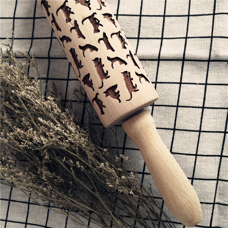 Cat Pattern Wooden Rolling Pin - Kitchen - ravn (12)
