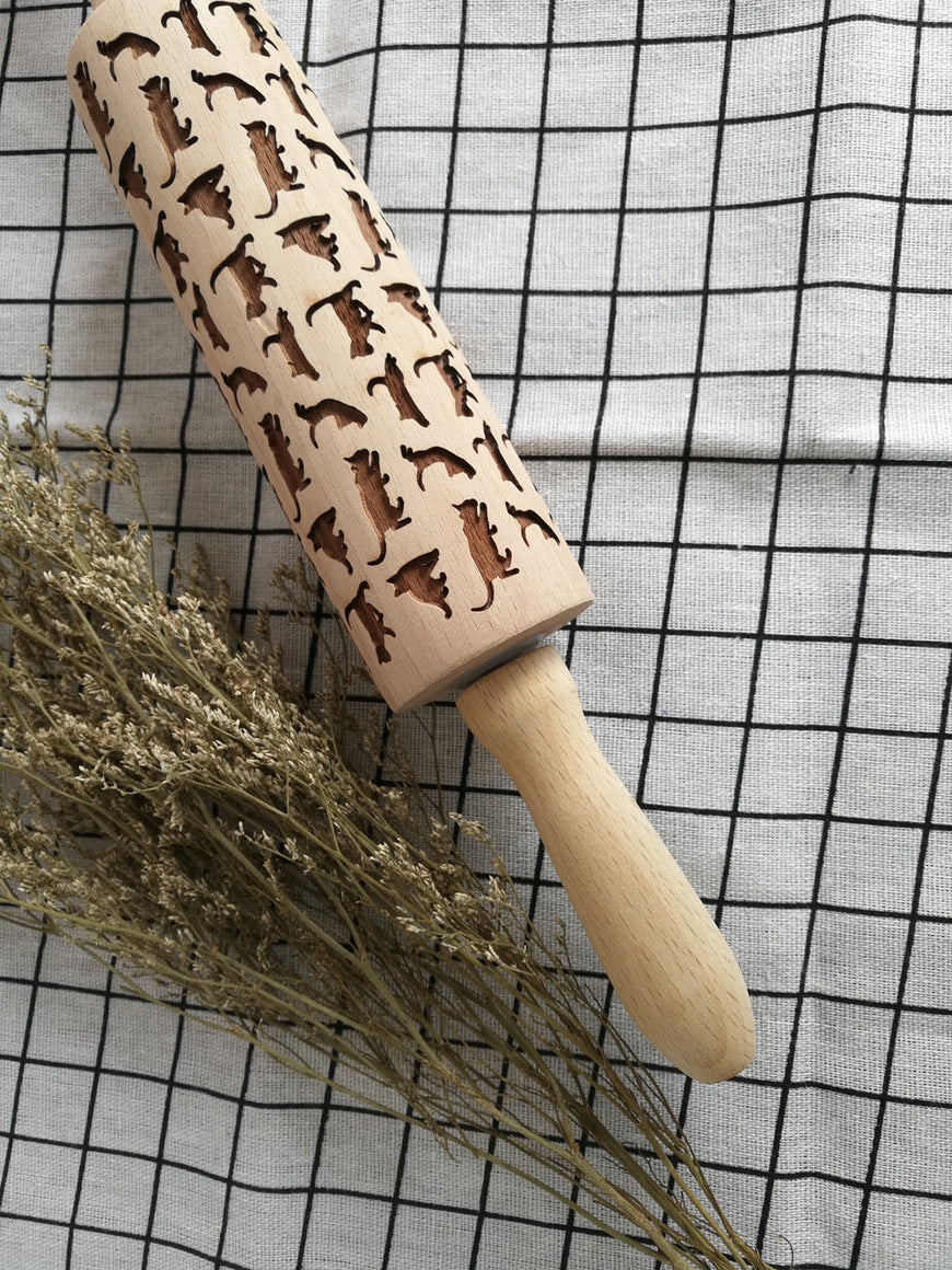 Cat Pattern Wooden Rolling Pin - Kitchen - ravn (13)