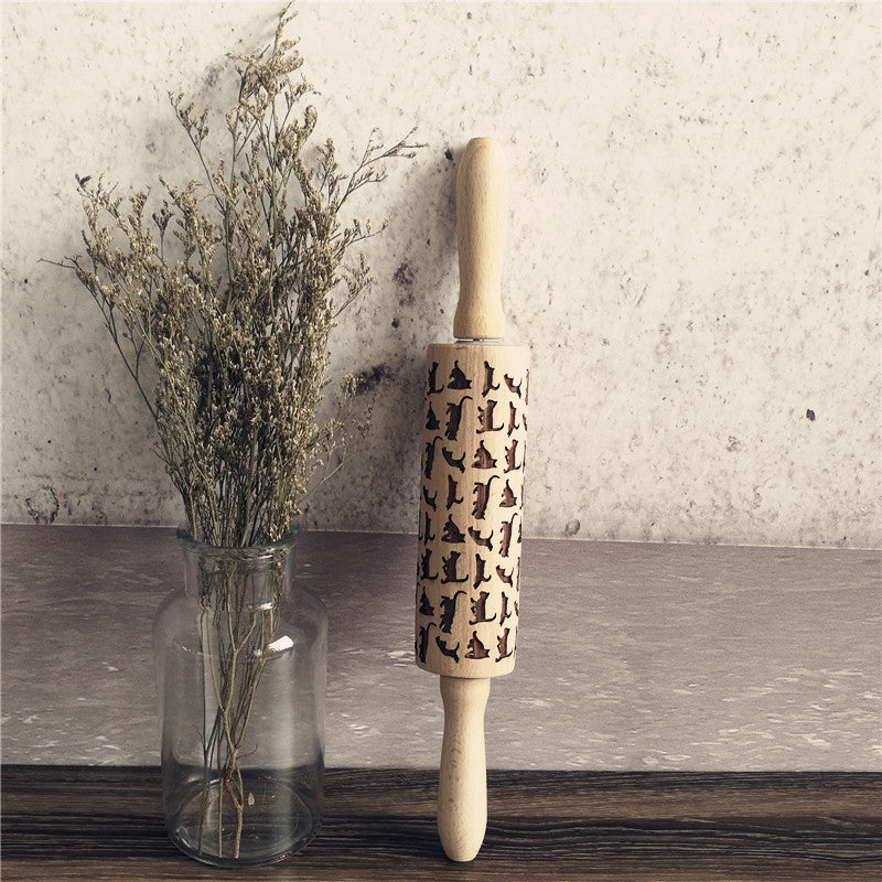 Cat Pattern Wooden Rolling Pin - Kitchen - ravn (14)
