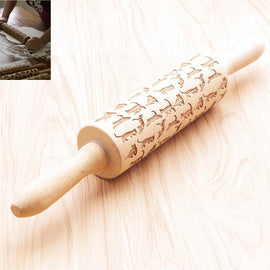 Cat Pattern Wooden Rolling Pin - Kitchen - ravn