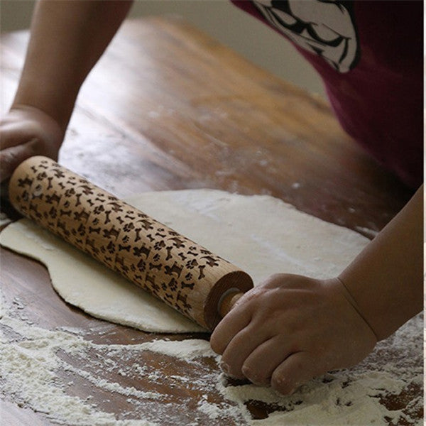 Cat Pattern Wooden Rolling Pin - Kitchen - ravn (2)
