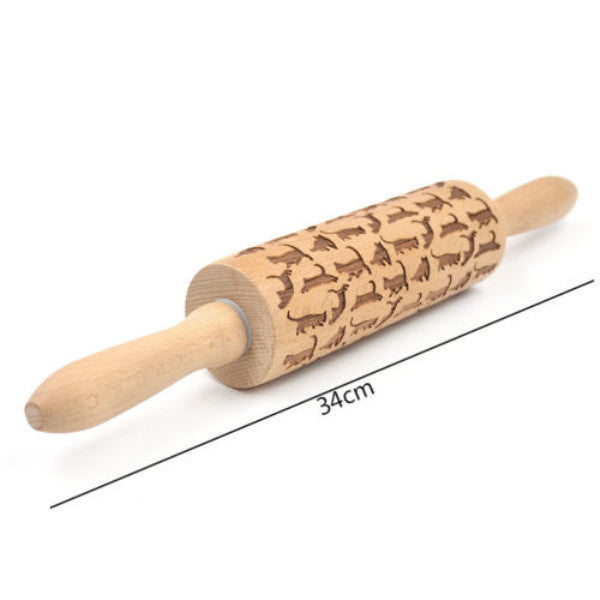 Cat Pattern Wooden Rolling Pin - Kitchen - ravn (4)