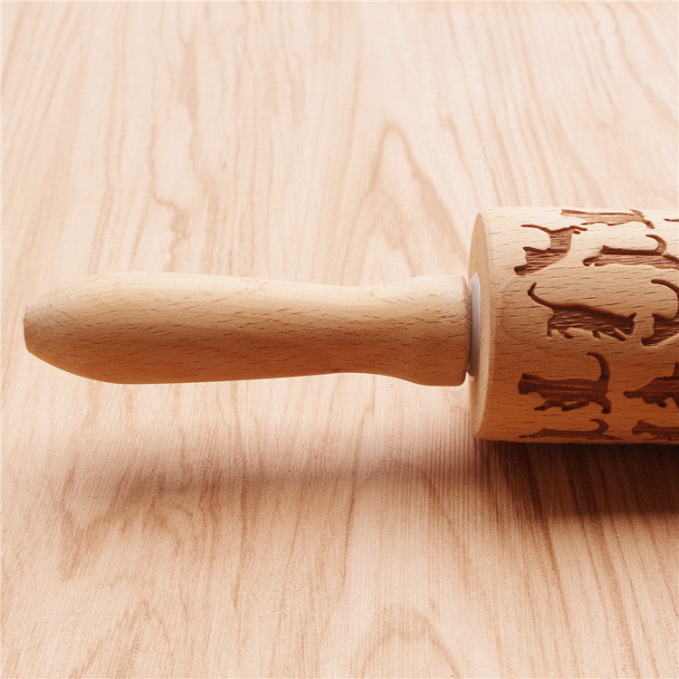 Cat Pattern Wooden Rolling Pin - Kitchen - ravn (7)