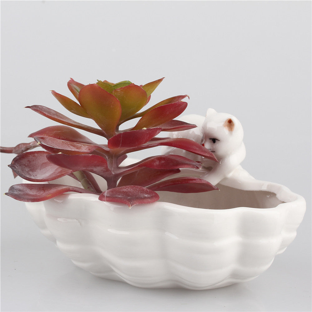 Ceramic Cat Flower Pot - Garden - ravn