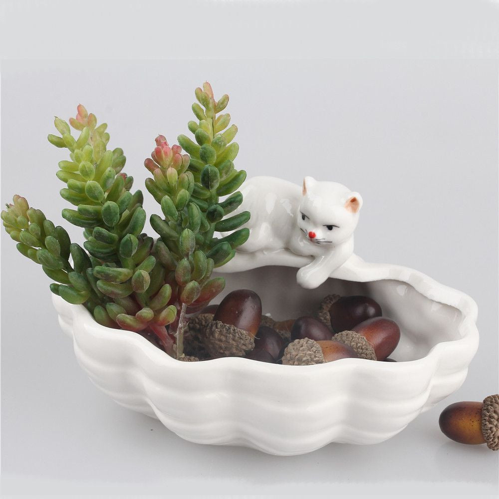 Ceramic Cat Flower Pot - Garden - ravn