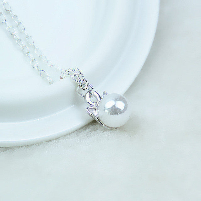 Classy Pearl Cat Earrings & Necklace Set - Jewelry Set - ravn