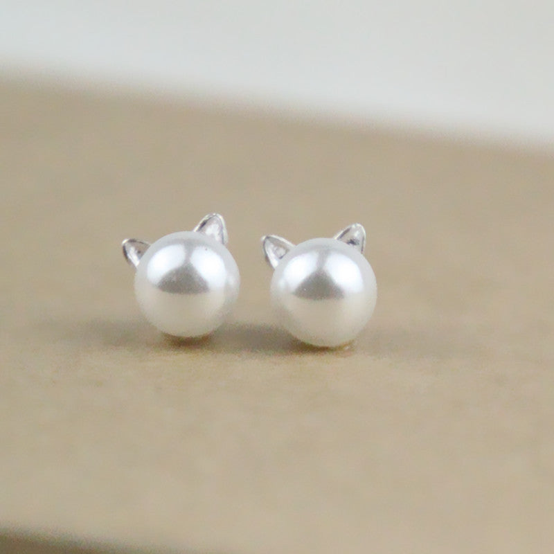 Classy Pearl Cat Earrings & Necklace Set - Jewelry Set - ravn