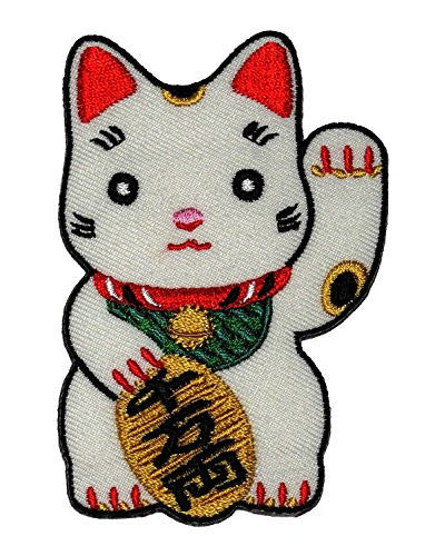 Cute Maneki-neko Japan Japanese Lucky Cat DIY Embroidered Sew Iron on Patch -  - ravn (1)
