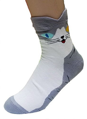 JJMax Women's Sweet Animal Socks Set with Thick Eared Cuffs One Size Fits All (Original Cats) -  - ravn (4)