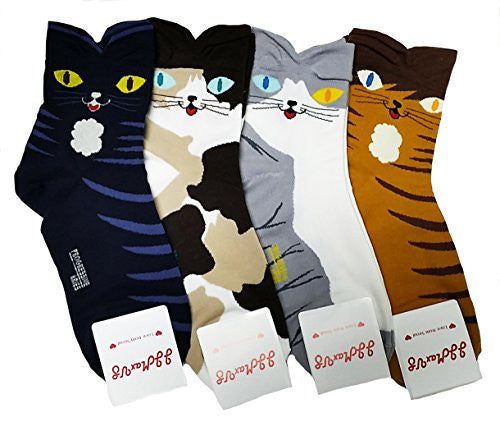 JJMax Women's Sweet Animal Socks Set with Thick Eared Cuffs One Size Fits All (Original Cats) -  - ravn (5)