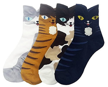JJMax Women's Sweet Animal Socks Set with Thick Eared Cuffs One Size Fits All (Original Cats) -  - ravn