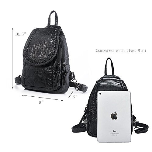 Katloo Women’s Washed Leather 4-way Convertible Tear Drop Small Backpack Shoulder Chest Bag Sling Purse (Black) -  - ravn (2)
