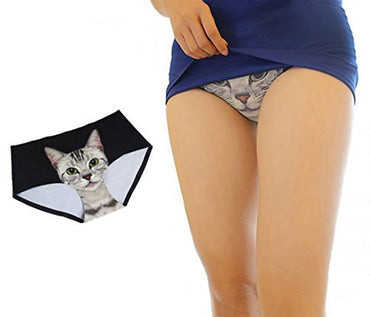 Lucky2Buy Women's 3D Printed Sexy Pussycat Seamless Briefs Anti-exposure Underwear Hipster Pants Briefs Underpants(Black) -  - ravn