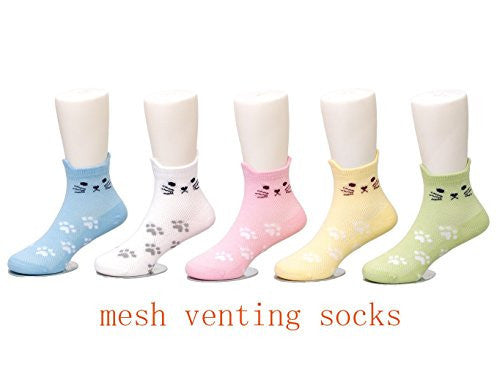 Maiwa Cotton Novelty Cats Seamless Girls Kids Socks 5 Pack (2-4 Years/14-16cm) -  - ravn (1)