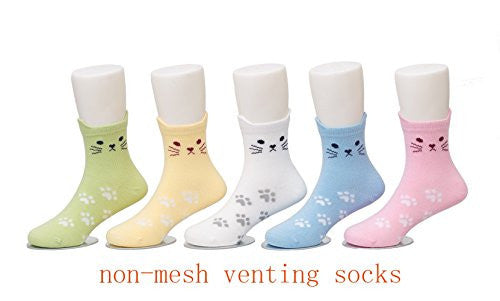 Maiwa Cotton Novelty Cats Seamless Girls Kids Socks 5 Pack (2-4 Years/14-16cm) -  - ravn (2)
