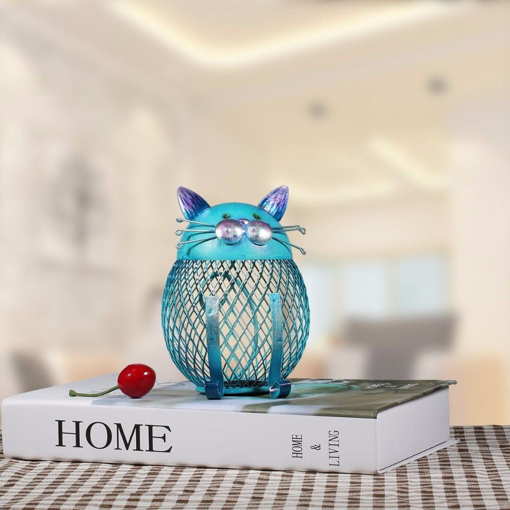 Metal Blue Cat Piggy Bank - Money Bank - ravn