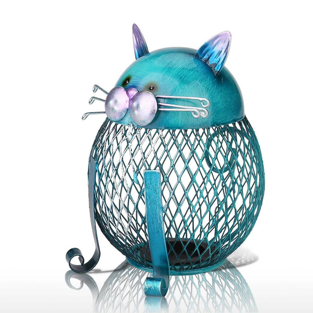 Metal Blue Cat Piggy Bank - Money Bank - ravn