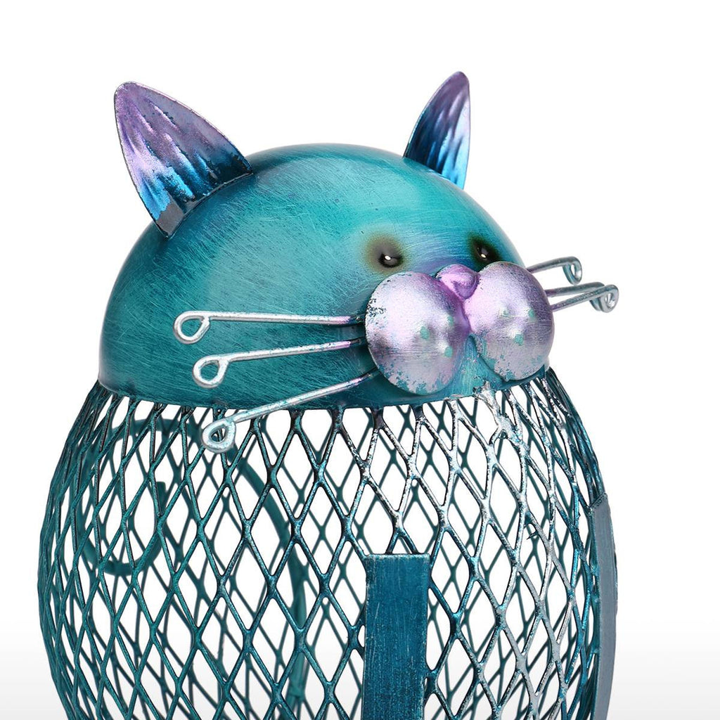 Metal Blue Cat Piggy Bank - Money Bank - ravn