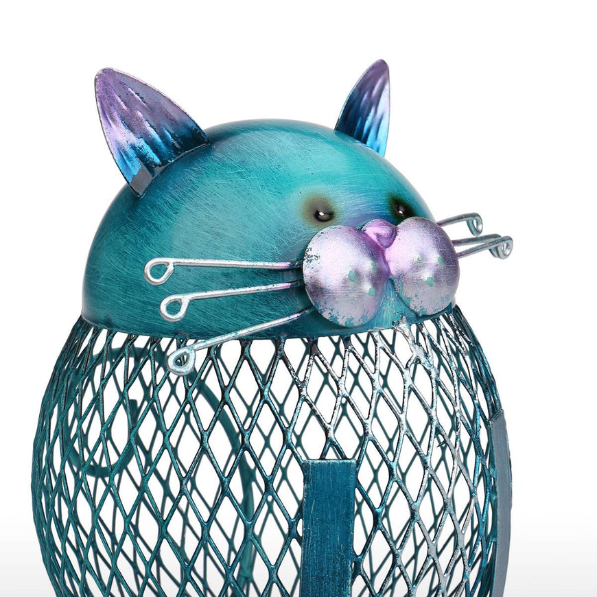 Metal Blue Cat Piggy Bank - Money Bank - ravn (7)