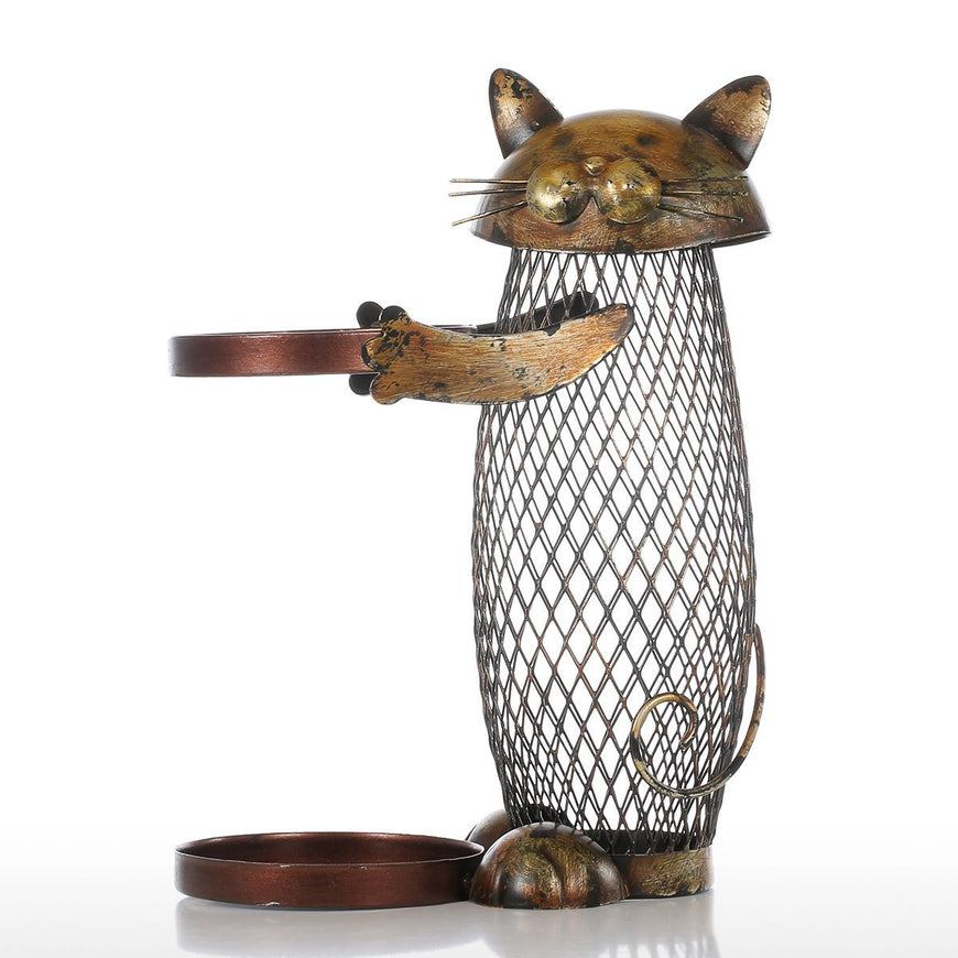 Metal Cat Wine Bottle Holder + Cork Container - Kitchen - ravn (4)