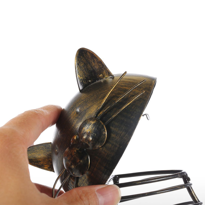 Metal Cat Wine Bottle Holder + Cork Container - Kitchen - ravn (5)