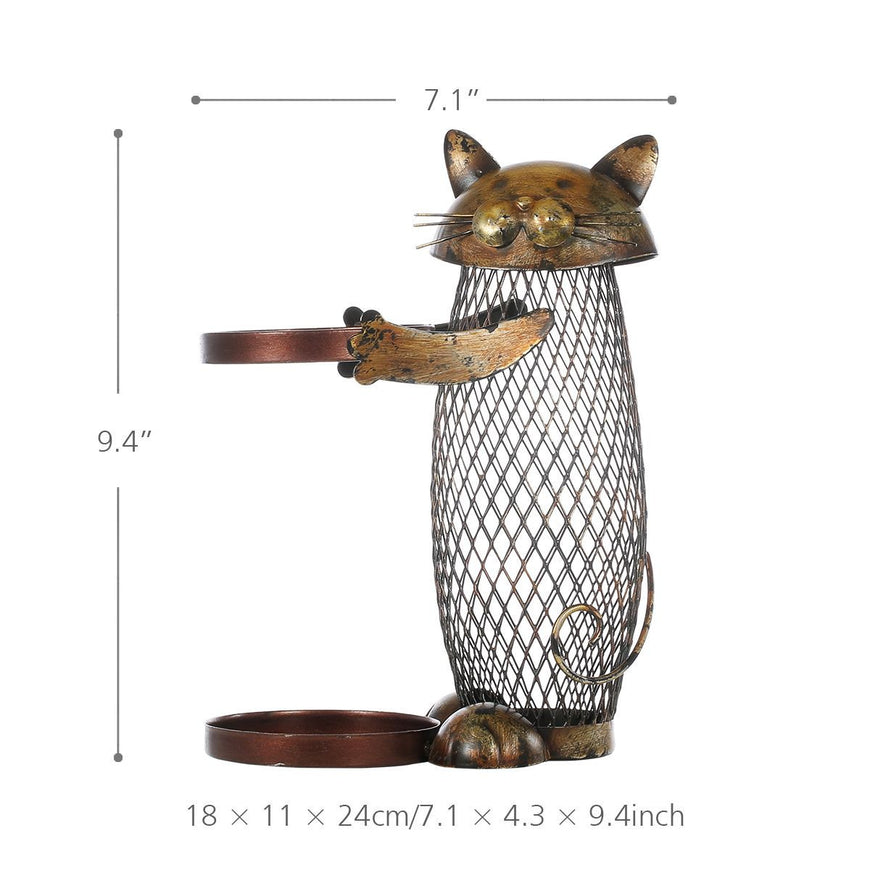 Metal Cat Wine Bottle Holder + Cork Container - Kitchen - ravn (7)