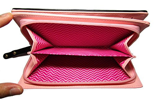 Nawoshow Women Wallet Cute Cat Wallet Bifold Long Purse with Zipper(Black) -  - ravn