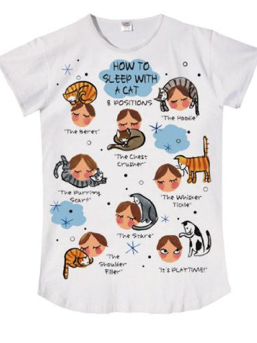 Nightshirt Says How to Sleep with a Cat,ONESIZE -  - ravn