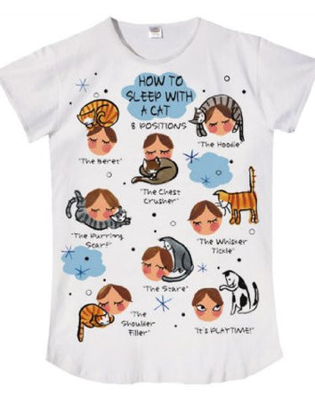 Nightshirt Says How to Sleep with a Cat,ONESIZE -  - ravn