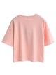 Persun Pink Embroidery Letter And Cat Short Sleeves Crop T-shirt Top,One Size,Pink -  - ravn