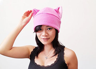 Pink pussy hat, Pussy Hat, Pussy cat hat, Pink Pussy Hats, Pussy Beanie Hat, Cat ear Hat, Pink Cat Ear Hat Toque Beanie Feline Kitty Kitten Fleece Anime Manga Goth Punk Rave clubbing Costume Cosplay -  - ravn