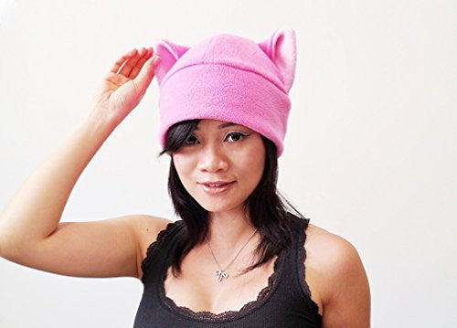Pink pussy hat, Pussy Hat, Pussy cat hat, Pink Pussy Hats, Pussy Beanie Hat, Cat ear Hat, Pink Cat Ear Hat Toque Beanie Feline Kitty Kitten Fleece Anime Manga Goth Punk Rave clubbing Costume Cosplay -  - ravn (1)