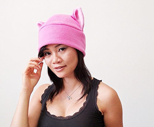 Pink pussy hat, Pussy Hat, Pussy cat hat, Pink Pussy Hats, Pussy Beanie Hat, Cat ear Hat, Pink Cat Ear Hat Toque Beanie Feline Kitty Kitten Fleece Anime Manga Goth Punk Rave clubbing Costume Cosplay -  - ravn