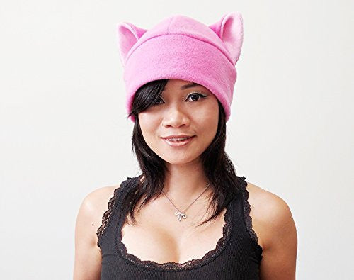 Pink pussy hat, Pussy Hat, Pussy cat hat, Pink Pussy Hats, Pussy Beanie Hat, Cat ear Hat, Pink Cat Ear Hat Toque Beanie Feline Kitty Kitten Fleece Anime Manga Goth Punk Rave clubbing Costume Cosplay -  - ravn