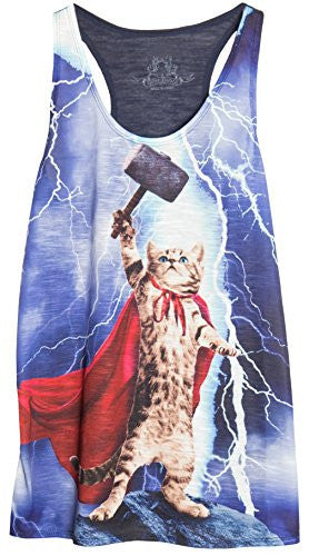 Ragstock Women's Graphic Tank Top (Small, Thor_Cat) -  - ravn