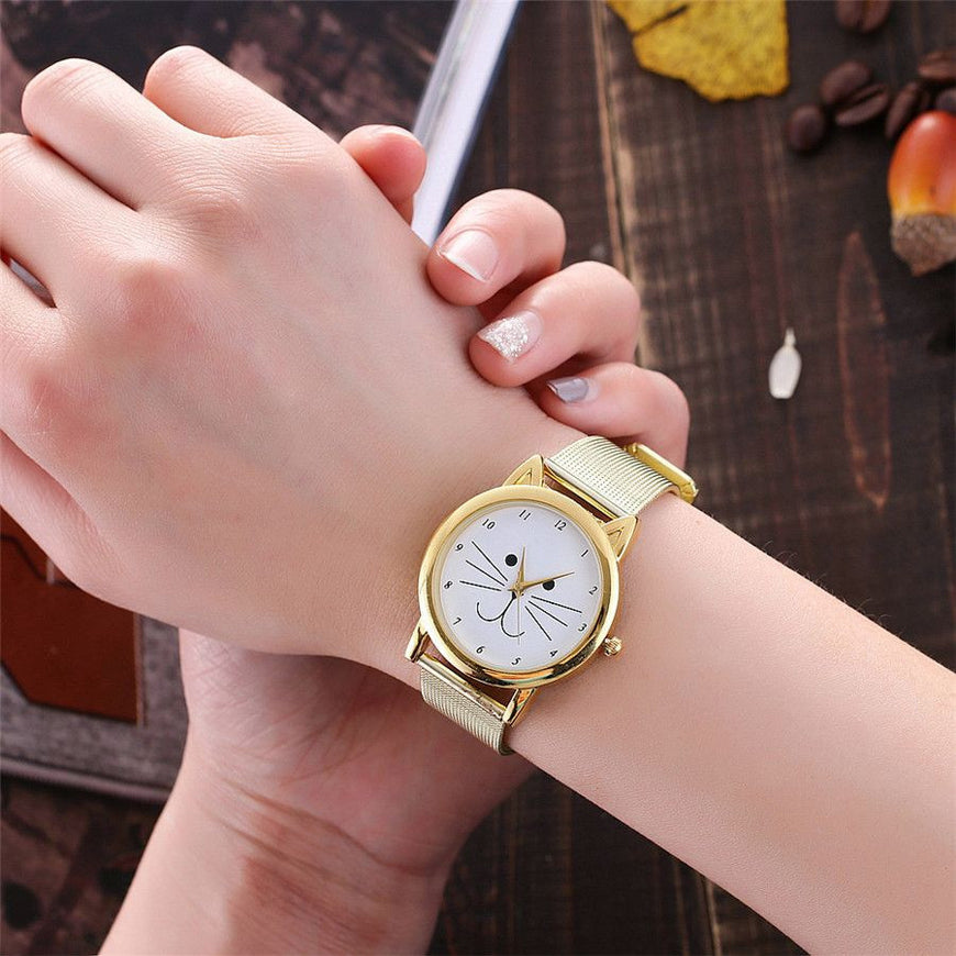 Retro Mesh Strap Cat Watch - Watch - ravn (3)