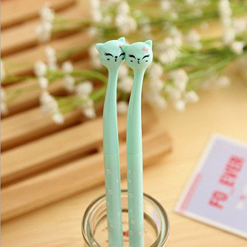 Rienar Japanese Style Cartoon Cat Head Gel Pen(Random Color 1pcs) , cute creative Stationery and office supplies -  - ravn