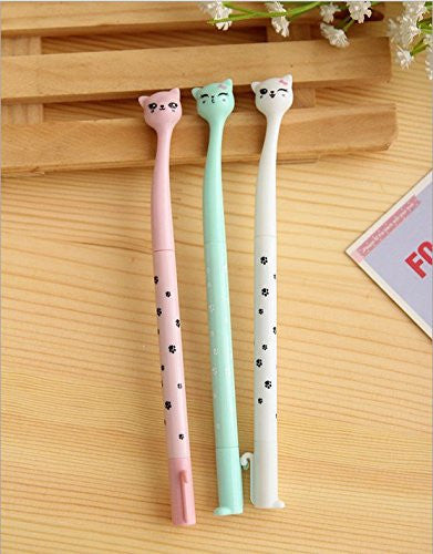 Rienar Japanese Style Cartoon Cat Head Gel Pen(Random Color 1pcs) , cute creative Stationery and office supplies -  - ravn