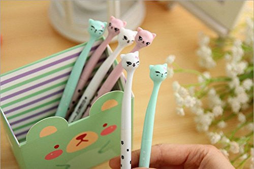 Rienar Japanese Style Cartoon Cat Head Gel Pen(Random Color 1pcs) , cute creative Stationery and office supplies -  - ravn (3)